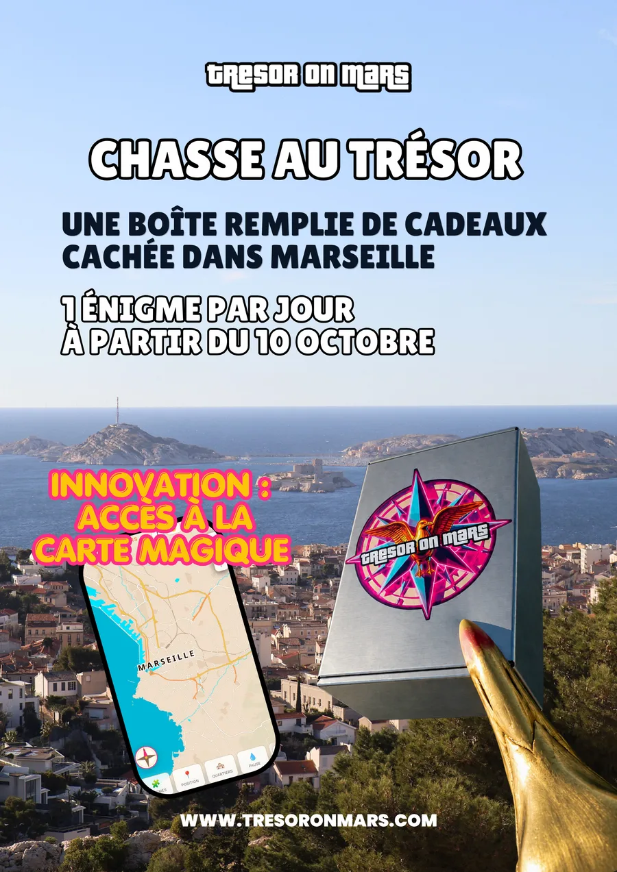 Chasse au trésor : une boîte remplie de cadeaux cachée dans Marseille, une énigme par jour à partir du 10 octobre, avec la Carte Magique
